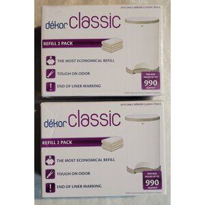Two Dekor Classic System Diaper Pail Refills 2 Per Pack Holds Up to 990 Diapers